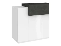 Sapateira Dlucc, armário multiuso com 2 portas e 1 porta sanfonada, sapateira de entrada, 100% Fabricado na Itália, 120x45h86 cm, branco brilhante e ardósia