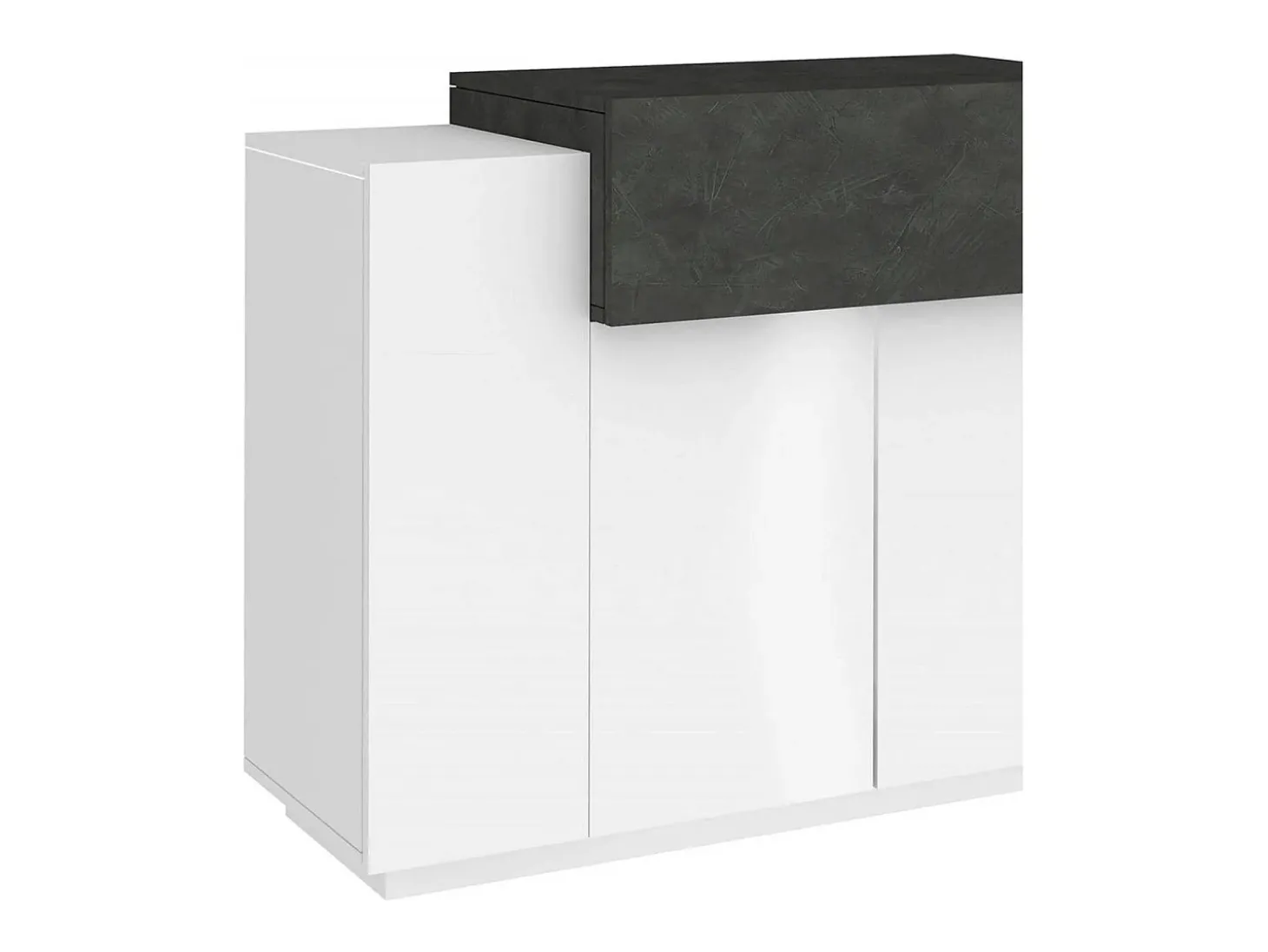 Sapateira Dlucc, armário multiuso com 2 portas e 1 porta sanfonada, sapateira de entrada, 100% Fabricado na Itália, 120x45h86 cm, branco brilhante e ardósia