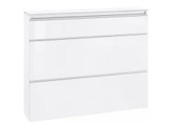 Sapateira Dlukak, Armário multiuso com 2 portas e 1 porta basculante, Sapateira de entrada, 100% Fabricado na Itália, 120x27h108 cm, Branco brilhante