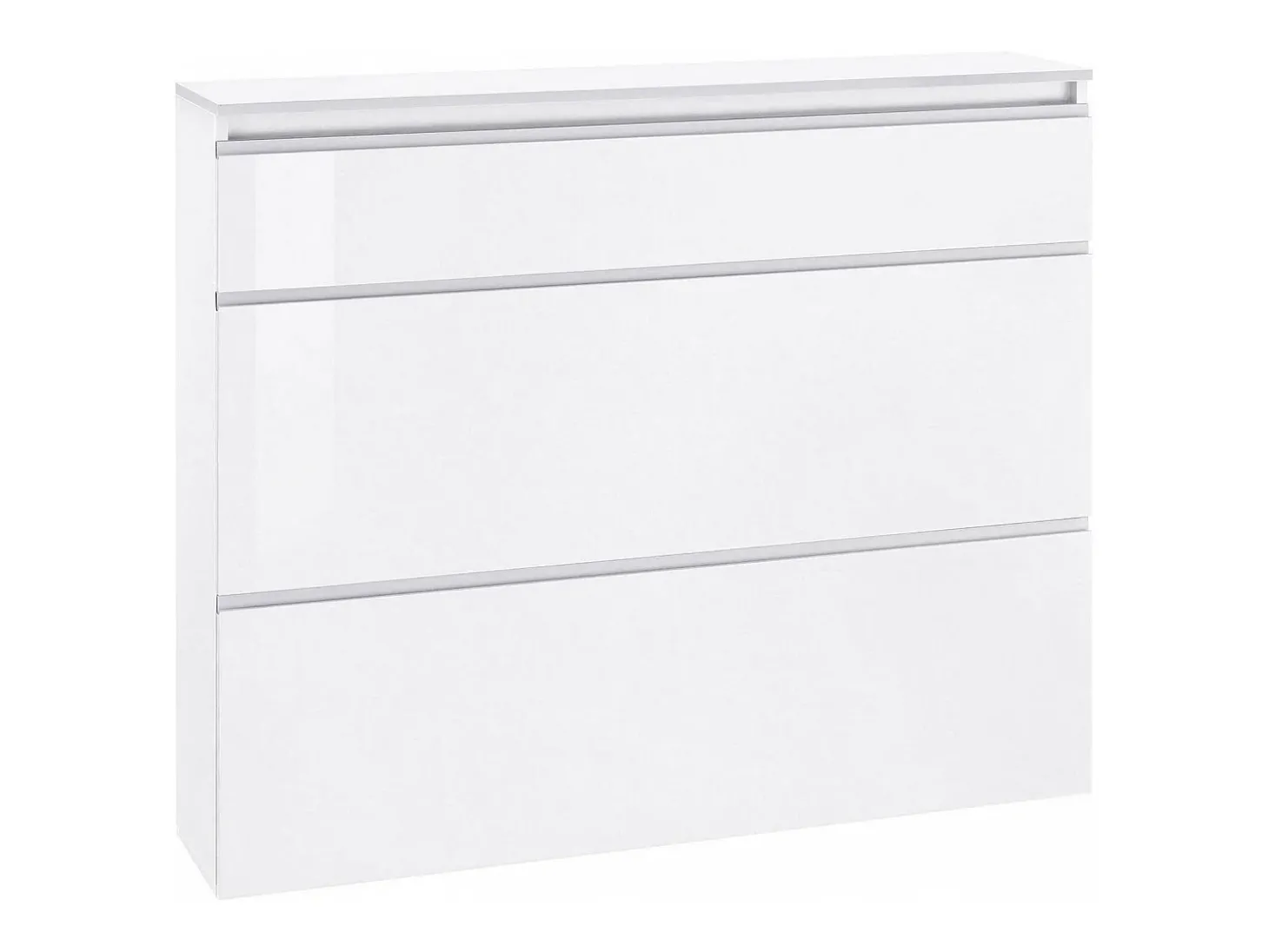 Sapateira Dlukak, Armário multiuso com 2 portas e 1 porta basculante, Sapateira de entrada, 100% Fabricado na Itália, 120x27h108 cm, Branco brilhante