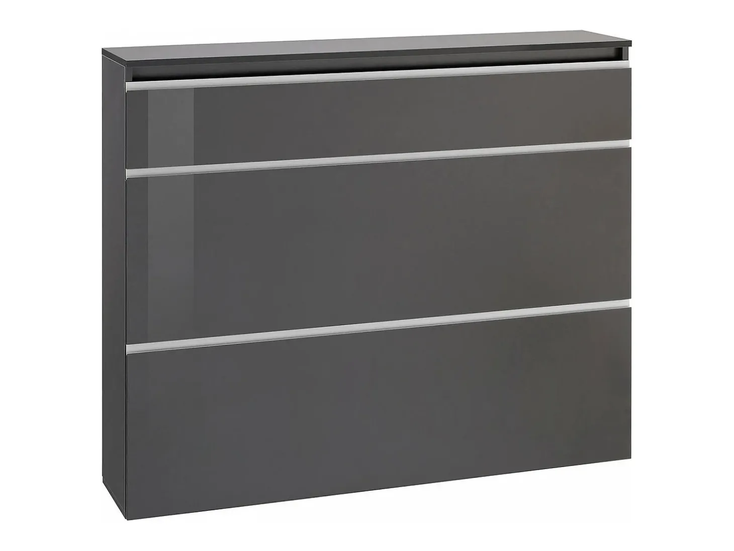 Sapateira Dlukak, Armário multiuso com 2 portas e 1 porta basculante, Sapateira de entrada, 100% Fabricado na Itália, 120x27h108 cm, Antracite brilhante