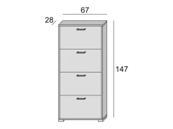 Sapateira Dmarcat, móvel de entrada multiuso com 4 portas sanfonadas, sapateira de dupla profundidade, 100% Fabricado na Itália, 67x28h147 cm, Branco e Cimento