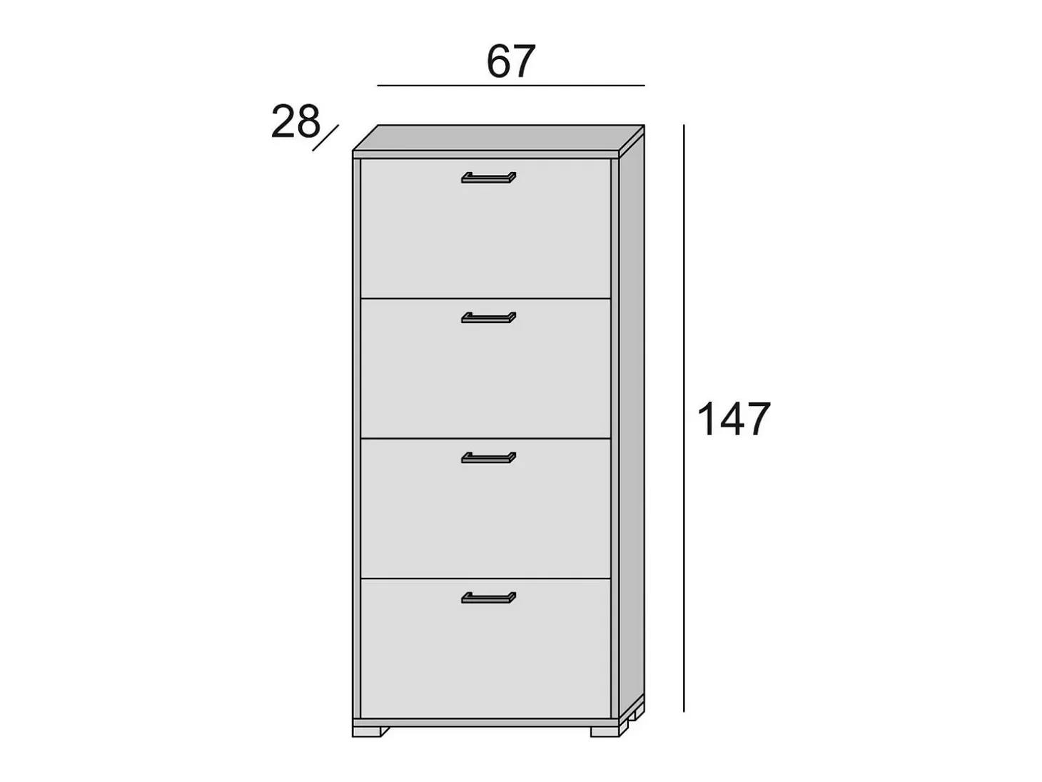 Sapateira Dmarcat, móvel de entrada multiuso com 4 portas sanfonadas, sapateira de dupla profundidade, 100% Fabricado na Itália, 67x28h147 cm, Lariço