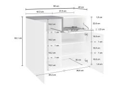 Sapateira Dmaric, armário multiuso com 2 portas e 1 porta basculante, sapateira de entrada, 100% Fabricado na Itália, 80x40h80 cm, branco brilhante e ardósia
