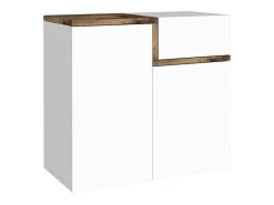 Sapateira Dmaric, armário multiuso com 2 portas e 1 porta basculante, sapateira de entrada, 100% Fabricado na Itália, 80x40h80 cm, branco brilhante e bordo