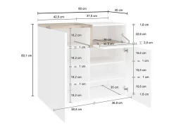 Sapateira Dmaric, armário multiuso com 2 portas e 1 porta basculante, sapateira de entrada, 100% Fabricado na Itália, 80x40h80 cm, branco brilhante e bordo