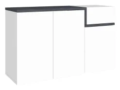 Sapateira Dmessia, armário multiuso com 3 portas e 1 porta sanfonada, sapateira de entrada, 100% Fabricado na Itália, 120x40h80 cm, branco brilhante e ardósia