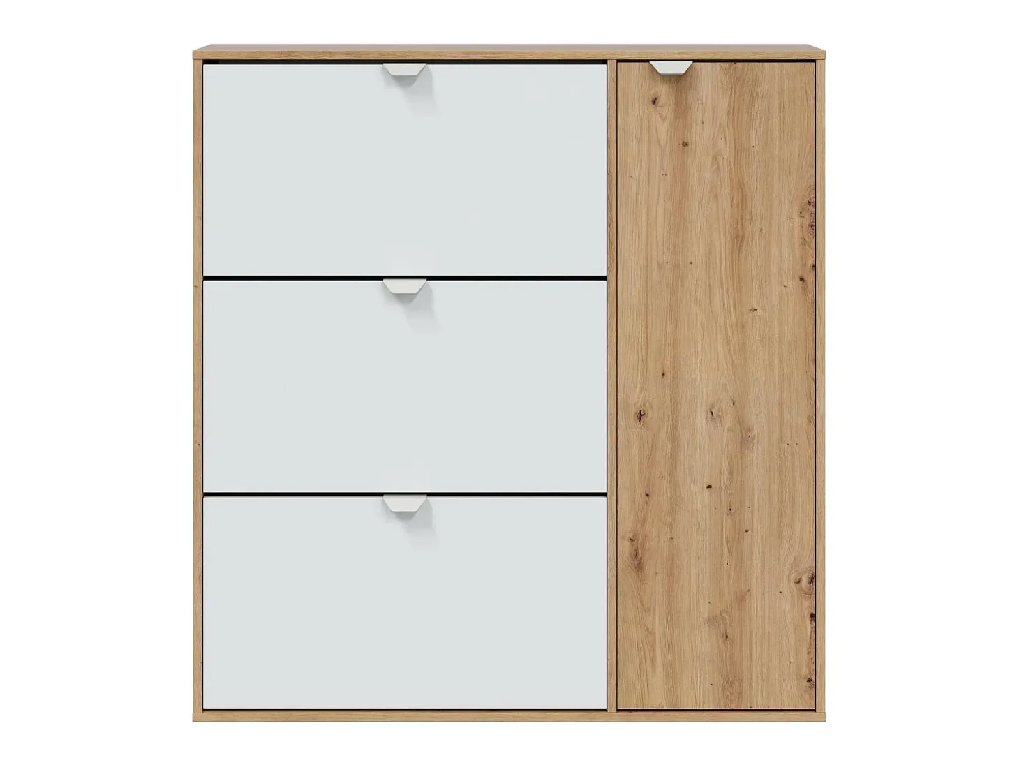 Sapateira Dmodic, sapateira de entrada com 4 portas, guarda-roupa que economiza espaço, 105x24h112 cm, Branco e Carvalho