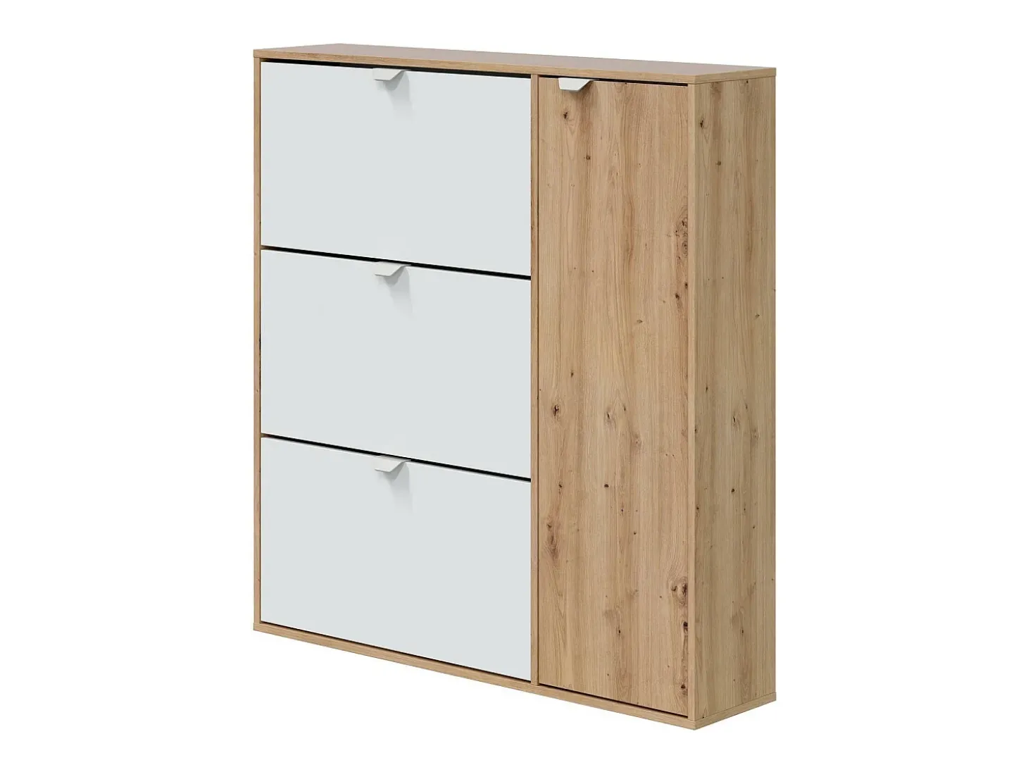 Sapateira Dmodic, sapateira de entrada com 4 portas, guarda-roupa que economiza espaço, 105x24h112 cm, Branco e Carvalho