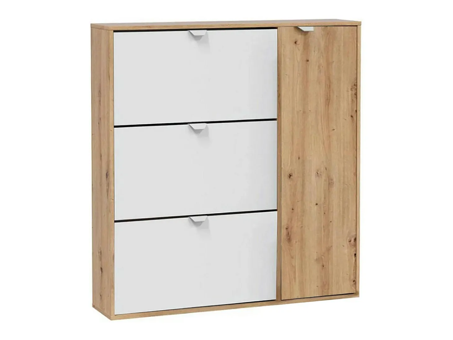 Sapateira Dmodic, sapateira de entrada com 4 portas, guarda-roupa que economiza espaço, 105x24h112 cm, Branco e Carvalho