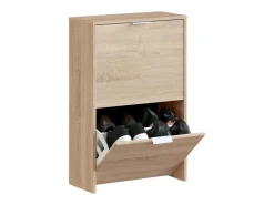 Sapateira Dmoretto, Sapateira que economiza espaço com 2 portas, Sapateira de entrada, Guarda-roupa de sapateira, 50x22h76 cm, Carvalho