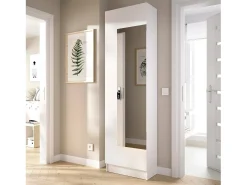 Sapateira Dpagani, Sapateira de entrada que economiza espaço, Sapateira com 1 porta espelhada, 50x27h186 cm, Branco