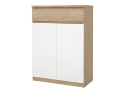 Sapateira Dtravers, Sapateira, Armário de entrada multiusos, Sapateira, 80x40 h111 cm, Carvalho e Branco