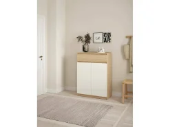 Sapateira Dtravers, Sapateira, Armário de entrada multiusos, Sapateira, 80x40 h111 cm, Carvalho e Branco