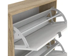 Sapateira Dtresold, Sapateira, Armário de entrada multiusos, Sapateira, 70x24 h124 cm, Carvalho e Branco