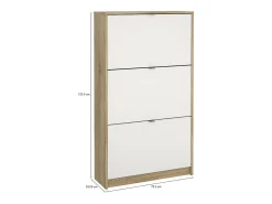 Sapateira Dtresold, Sapateira, Armário de entrada multiusos, Sapateira, 70x24 h124 cm, Carvalho e Branco