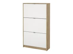 Sapateira Dtresold, Sapateira, Armário de entrada multiusos, Sapateira, 70x24 h124 cm, Carvalho e Branco