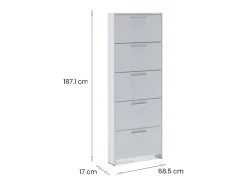 Sapateira Dzuze, Sapateira, Guarda-roupaDe entrada multiuso, Armário para calçado, 69x17h187 cm, Branco