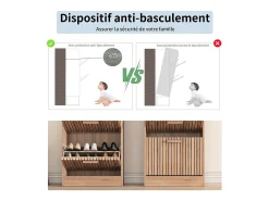 Sapateira em Madeira com Design Moderno 3 Gavetas Basculantes 113x60x24 cm – Estrutura Robusta e Painel Respirável