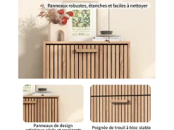 Sapateira em Madeira com Design Moderno 3 Gavetas Basculantes 113x60x24 cm – Estrutura Robusta e Painel Respirável