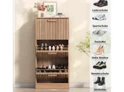 Sapateira em Madeira com Design Moderno 3 Gavetas Basculantes 113x60x24 cm – Estrutura Robusta e Painel Respirável