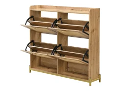 Sapateira em madeira com quatro gavetas suspensas, portas em verga, dimensões: 108,5 x 24 x 100 cm