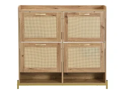 Sapateira em madeira com quatro gavetas suspensas, portas em verga, dimensões: 108,5 x 24 x 100 cm