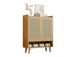 Sapateira em madeira com 2 portas em verga e várias prateleiras 80x35x105cm