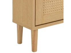 Sapateira em madeira e rattan com 3 portas e 1 gaveta, 90 x 17 x 125 cm Natural