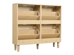 Sapateira em verga com 4 gavetas dobráveis, cor natural claro 100x25x90,3cm