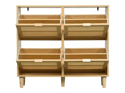 Sapateira em verga com 4 gavetas dobráveis, cor natural claro 100x25x90,3cm