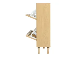 Sapateira em verga com 4 gavetas dobráveis, cor natural claro 100x25x90,3cm