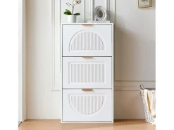 Sapateira estreita de 3 portas - 60 x 24 x 114 cm - para hall de entrada/sala de estar - MDF - branca