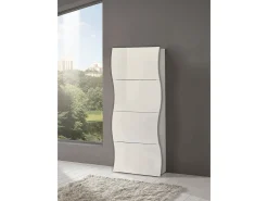 Sapateira Francesco, Armário multiuso com 4 portas, Sapateira de entrada, 100% Fabricado na Itália, 71x27h162 cm, Branco brilhante
