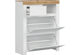 Sapateira Hella branco e madeira 115cm