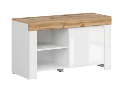 Sapateira Hella branco e madeira 53cm