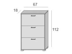 Sapateira Iris, Móvel de entrada multiuso com 3 portas sanfonadas, Sapateira moderna, 100% Fabricado na Itália, 67x18h112 cm, Lariço