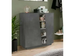 Sapateira Joel, Armário multiuso com 2 portas, Sapateira de entrada, 100% Fabricado na Itália, 80x38h86 cm, Ardósia