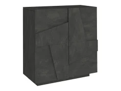 Sapateira Joel, Armário multiuso com 2 portas, Sapateira de entrada, 100% Fabricado na Itália, 81x38h86 cm, Ardósia com detalhe