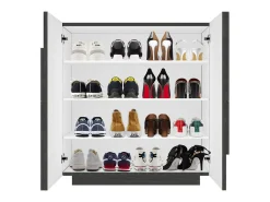 Sapateira Joel, Armário multiuso com 2 portas, Sapateira de entrada, 100% Fabricado na Itália, 81x38h86 cm, Ardósia com detalhe