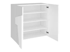 Sapateira Joel, Armário multiuso com 2 portas, Sapateira de entrada, 100% Fabricado na Itália, 81x38h86 cm, Branco brilhante com detalhe