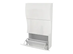 Sapateira Leonardo, Armário multiuso com 3 portas, Sapateira de entrada, 100% Fabricado na Itália, 71x27h122 cm, Branco brilhante