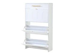 Sapateira moderna - 70 x 25 x 123,5 cm - com 6 compartimentos + 1 gaveta - para hall de entrada e sala de estar - MDF - branca