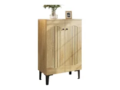 Sapateira moderna - 60 x 31,5 x 95 cm - com 2 portas e prateleiras em vários níveis - aglomerado - cor natural