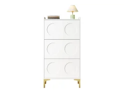 Sapateira moderna - 63 x 24 x 120 cm - com 3 portas + pés de metal - MDF - branca