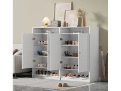 Sapateira moderna - 73 x 34 x 109 - com prateleiras ajustáveis ​​+ 2 portas - aglomerado - branco