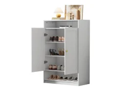 Sapateira moderna - 73 x 34 x 109 - com prateleiras ajustáveis ​​+ 2 portas - aglomerado - branco