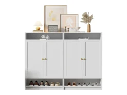 Sapateira moderna - 73 x 34 x 109 - com prateleiras ajustáveis ​​+ 2 portas - aglomerado - branco