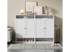 Sapateira moderna - 73 x 34 x 109 - com prateleiras ajustáveis ​​+ 2 portas - aglomerado - branco