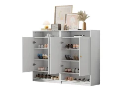 Sapateira moderna - 73 x 34 x 109 - com prateleiras ajustáveis ​​+ 2 portas - aglomerado - branco